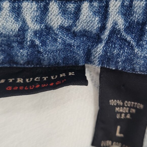 VTG Structure Activewear Blue White Western Cowboy Sleeveless Shirt USA Large - Picture 3 of 14